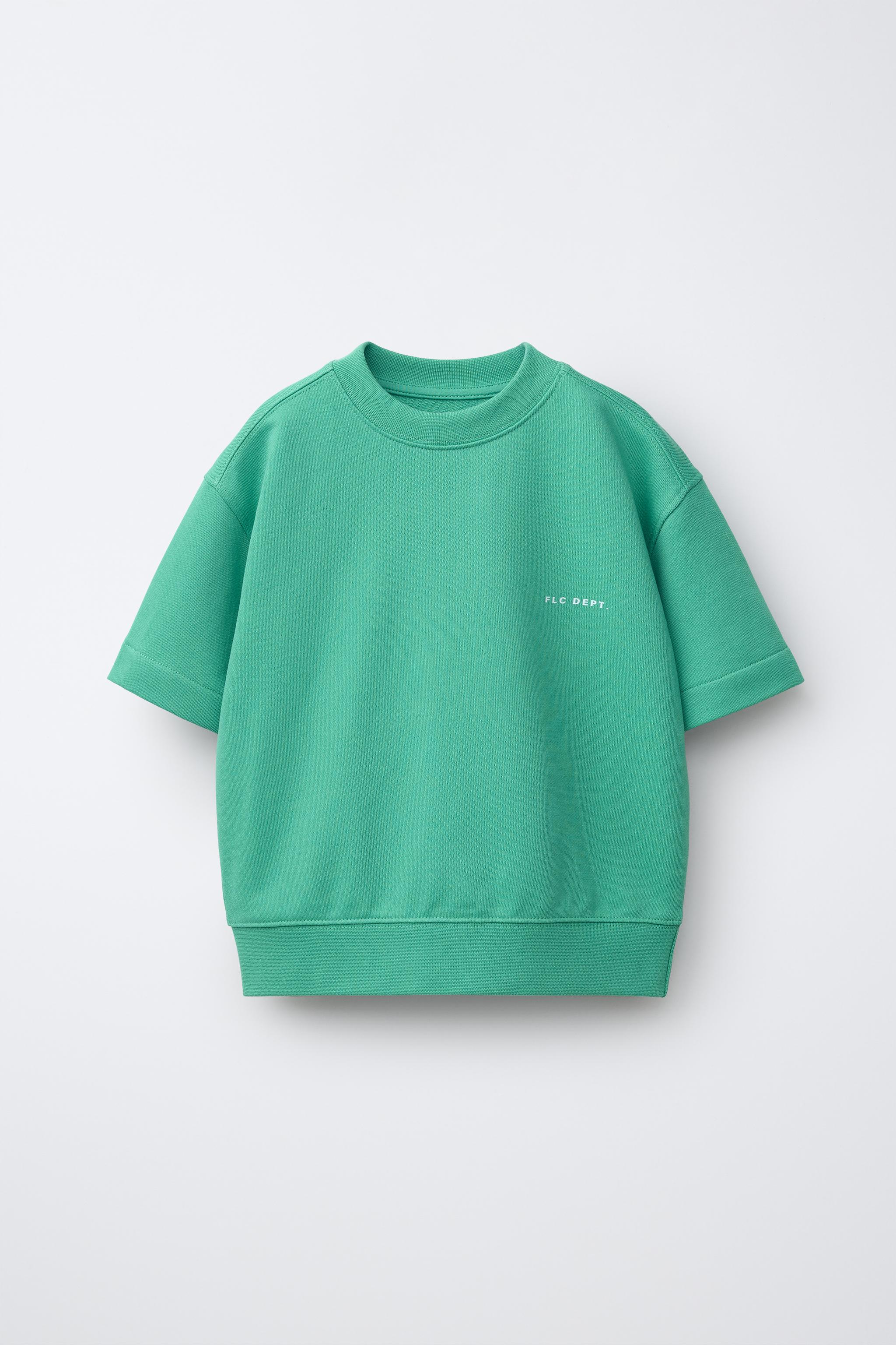 SHORT SLEEVE TEXT SWEATSHIRT
